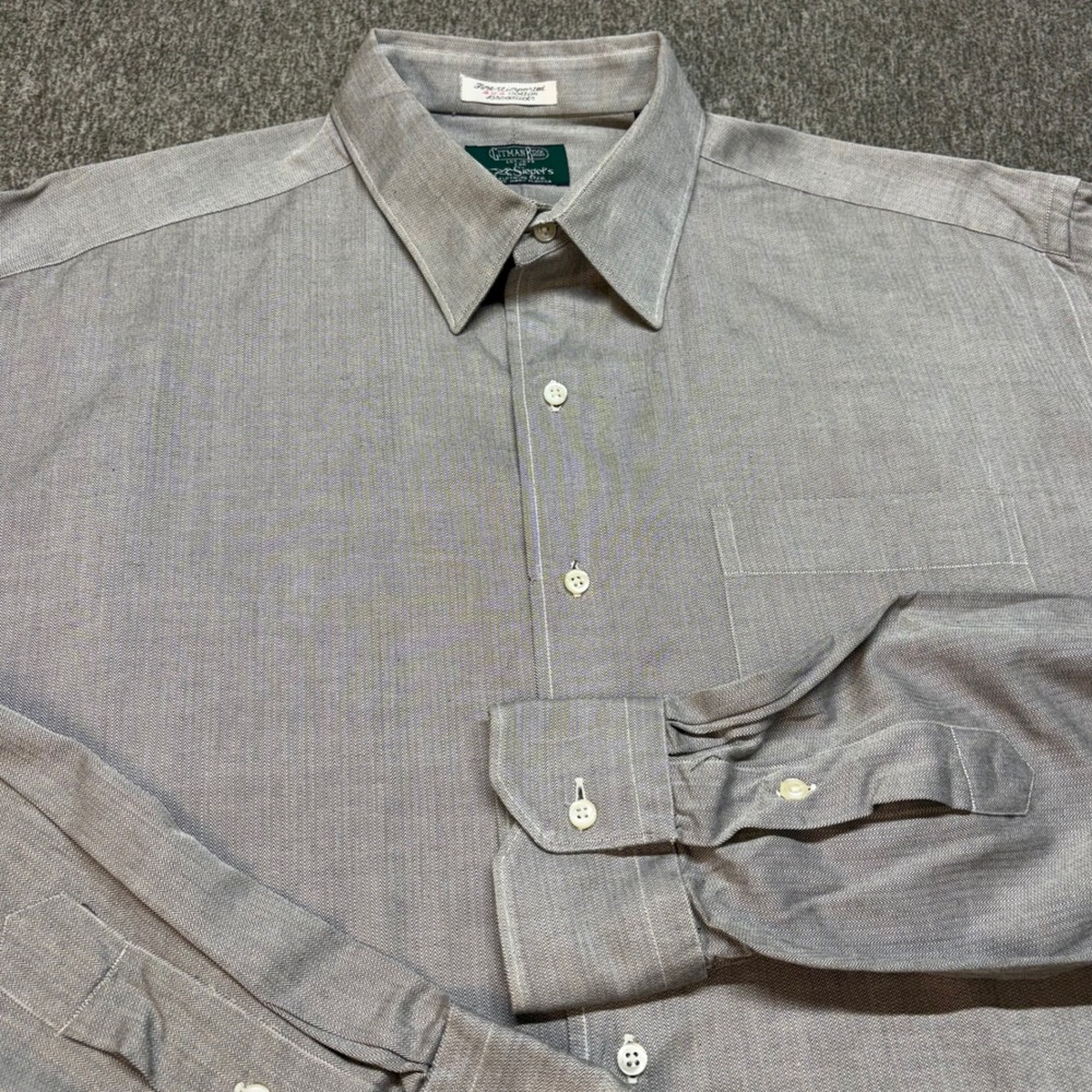 Gitman Bros Mens Grey Herringbone 2x2 Cotton Broadcloth Dress Shirt Siegel's